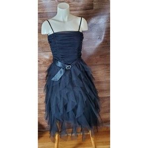 B. Darlin Black Spaghetti Strap Dress Women's Size 7/8 Party Bridesmaid Wedding
